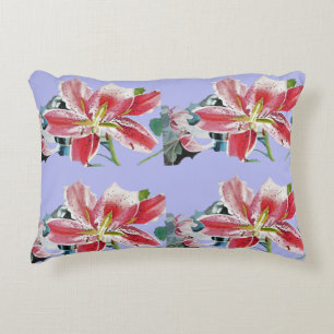 Almofada Decorativa Lírio vermelho Lilás Mauve Lírios floral Decoração