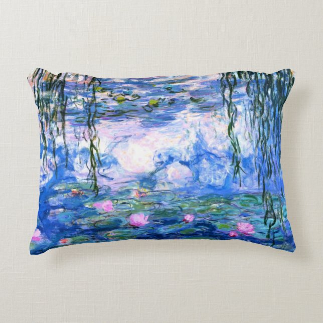 Almofada Decorativa Lírios de Água Rosa Monet (Frente)
