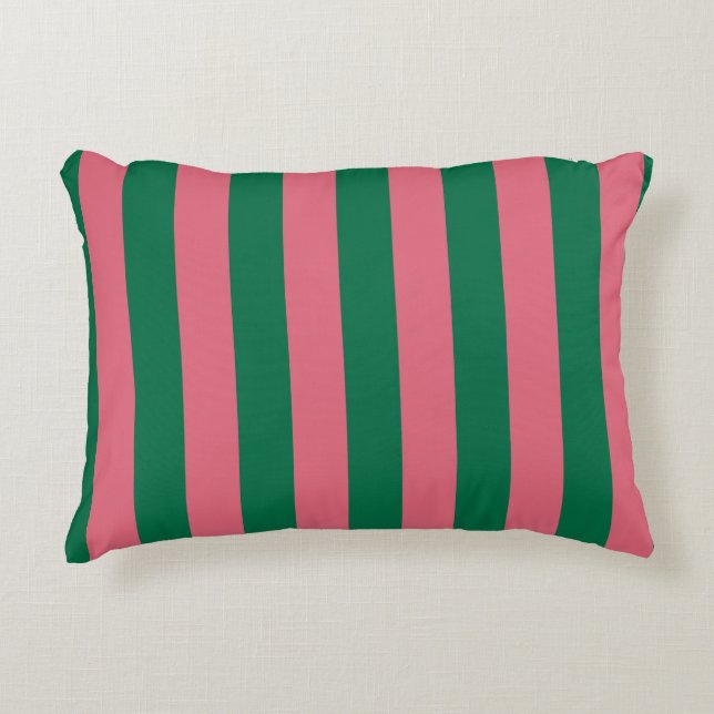 Almofada Decorativa Listrado Rosa Doce Picles Verde (Frente)