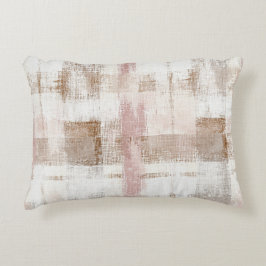 Almofada Decorativa Listras Abstratas Rosa Creme Marrom