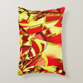 Almofada Decorativa Listras amarelas na imagem vermelha, distorcida