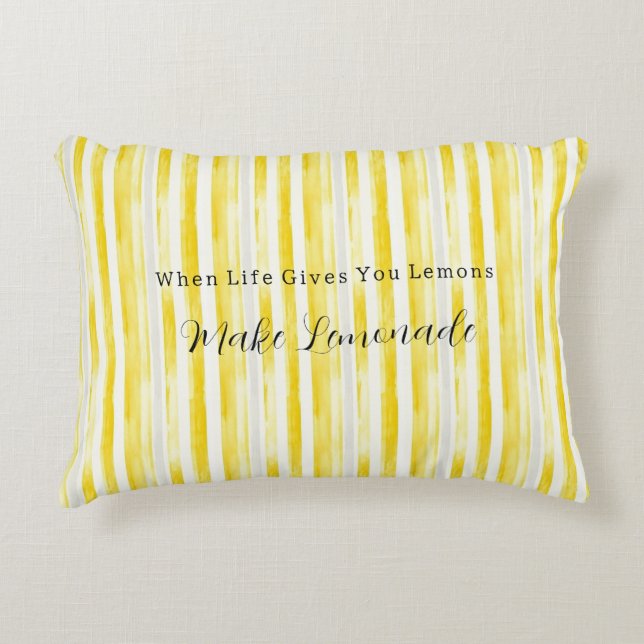 Almofada Decorativa Listras Brancas Amarelo Limão (Frente)