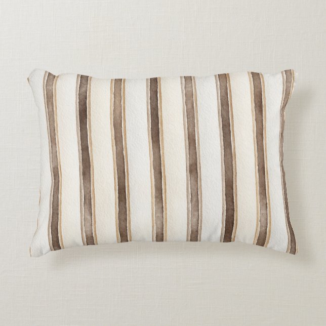 Almofada Decorativa Listras Creme Marrom (Frente)