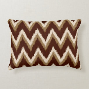 Almofada Decorativa Listras de Ikat Chevron - castanho chocolate &
