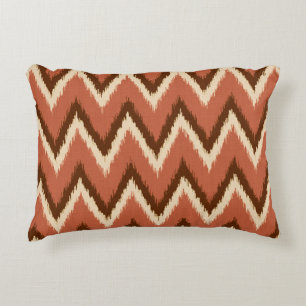Almofada Decorativa Listras de Ikat Chevron - oxidação, Brown e bege