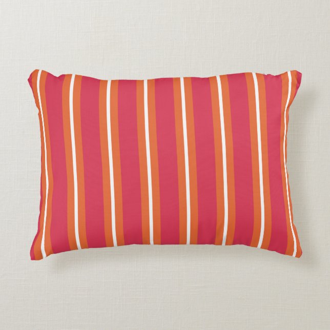 Almofada Decorativa Listras de Teaberry e Mandarin (Frente)