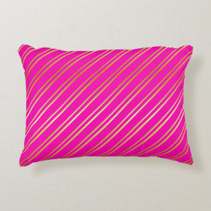 Almofada Decorativa Listras Douradas Falsas em Rosa ou Sua Cor