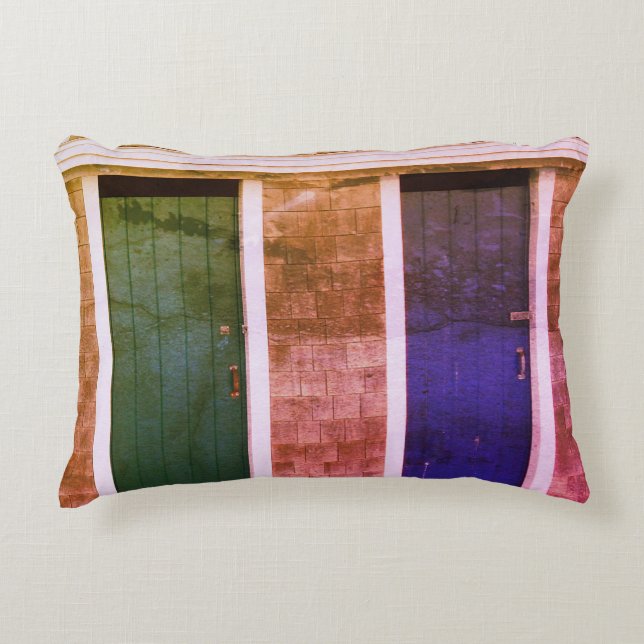 Almofada Decorativa Little Compton, RI Summer Beach Cabanas (LC) (Frente)