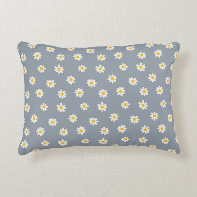 Almofada Decorativa Little Daisies - dusty steel gray (Frente)