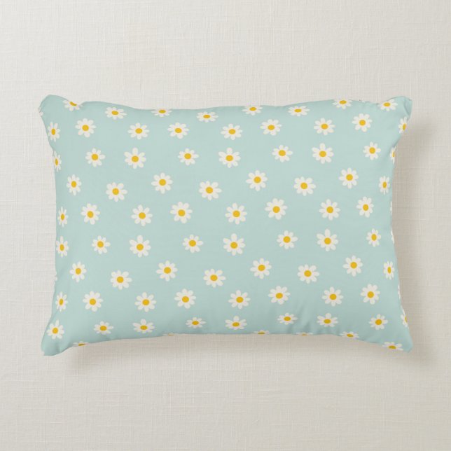 Almofada Decorativa Little Daisies - soft teal (Frente)