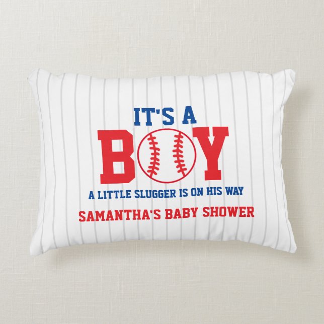 Almofada Decorativa Little Slugger Baseball Boy Baby Shower (Frente)