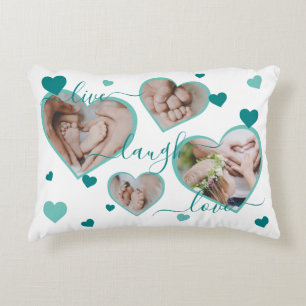 Almofada Decorativa Live Laugh Love Photo Heart Accent Travesseiro