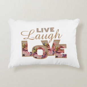 Almofada Decorativa Live, Laugh, Love Rustic Floral Letters