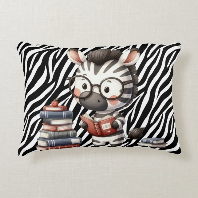 Almofada Decorativa Livros de Leitura da Zebra. (Frente)