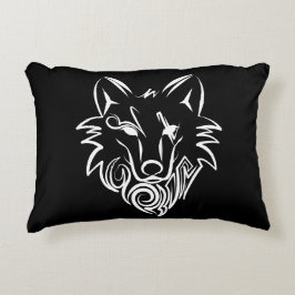 Almofada Decorativa Lobo Tribal Negro e Branco
