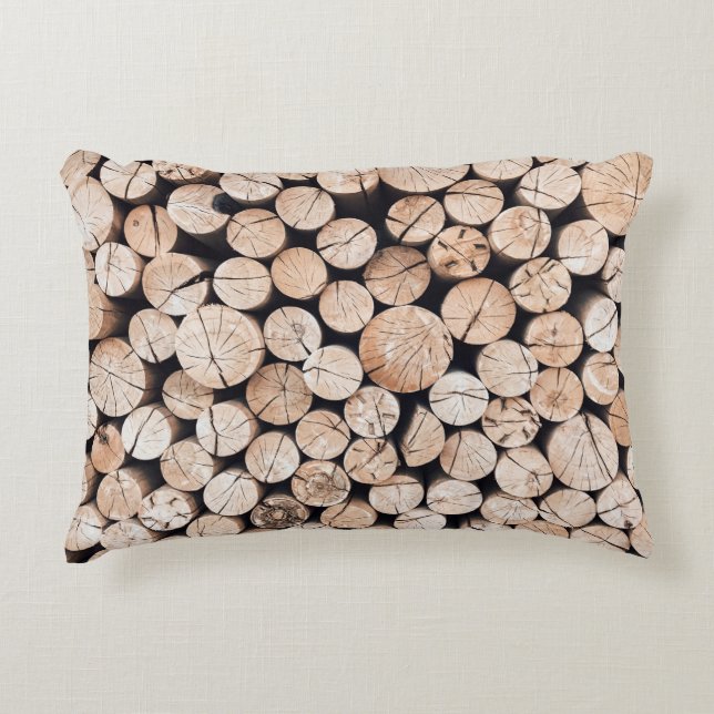 Almofada Decorativa Lote de madeira marrom (Frente)