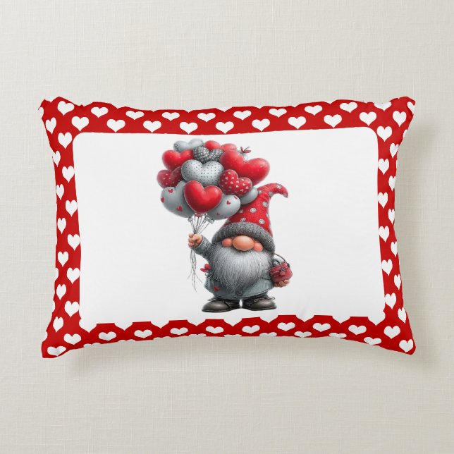 Almofada Decorativa "Love is in the Air" Heart Balloon Gnome (Frente)