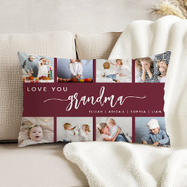 Almofada Decorativa Love You Grandma 8 Photo Collage Burgundy