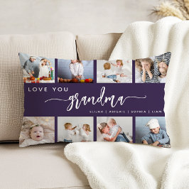 Almofada Decorativa Love You Grandma 8 Photo Collage Purple
