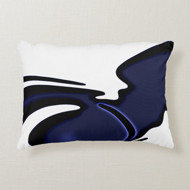 Almofada Decorativa Lua azul: Abstrato azul, branco e preto (Frente)