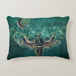 Almofada Decorativa Lua de mariposa esmeralda noite espargueira verde