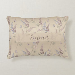 Almofada Decorativa Lupino de Pastel Suave e Padrão de Prado de Borbol