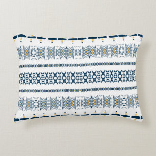 Almofada Decorativa Lúpulo Branco Tribal Azul