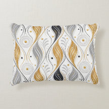 Luxo Dourado Prata Preto Art Déco Padrão Abstrato