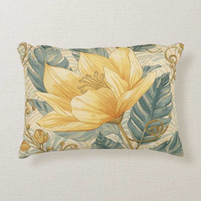 Almofada Decorativa Luxurious, Beautiful Yellow Lemon Flower Pattern  (Frente)