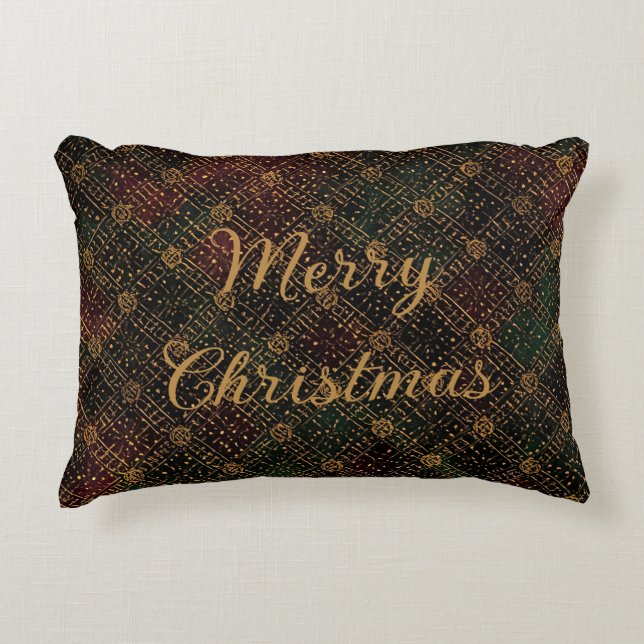 Almofada Decorativa Luxury, Christmas Pattern, Gold Merry Christmas (Frente)