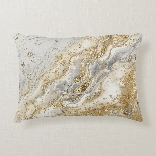 Almofada Decorativa Luxury, Elegant, Modern Gold Grey Pattern (Frente)