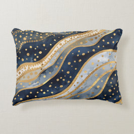 Almofada Decorativa Luxury, Modern, Gold Blue Pattern