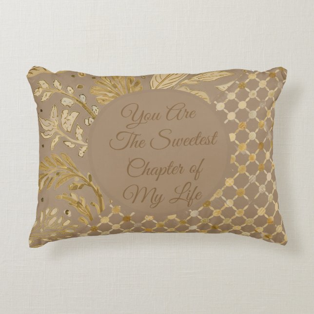 Almofada Decorativa Luxury, Valentine's Day, Gold Flowers, Pixels  (Frente)