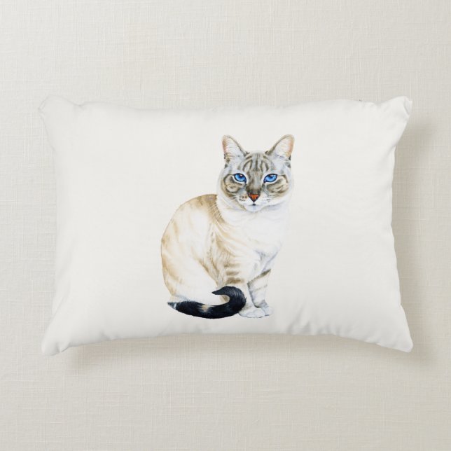 Almofada Decorativa Lynx Point Siamese Cat Personalizado (Frente)