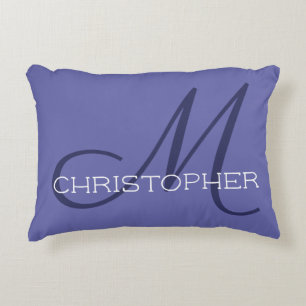 Almofada Decorativa M Inicial Nome Elegante Azul Periwinkle Moderno