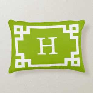 Almofada Decorativa Maçã Verde Moldura Grego Wt Chave #2 Monograma Ini