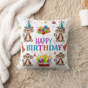 Almofada Decorativa, Macaco de Bolo de Aniversário