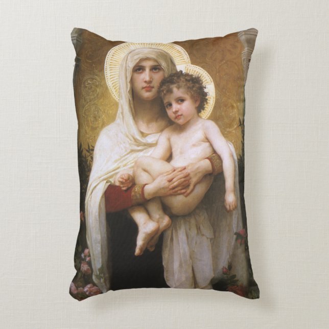 Almofada Decorativa Madona das Rosas de Bouguereau (Frente(Vertical))