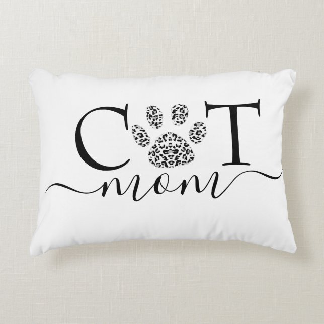 Almofada Decorativa Mãe de gato impressão da pata  (Frente)