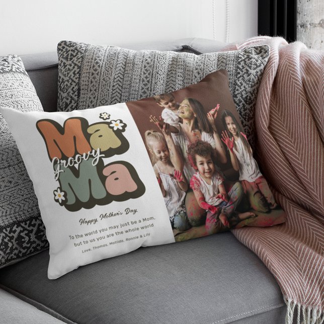 Almofada Decorativa Mãe Retro Hippie Dia das Mães (Criador carregado)