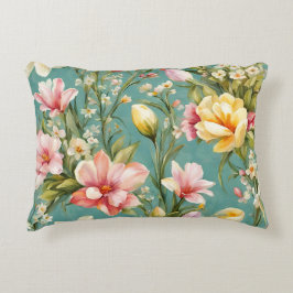 Almofada Decorativa Magnólia Amarela refinada com flores brancas