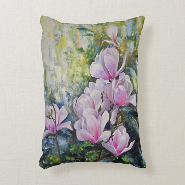Almofada Decorativa Magnolia Serenity - Arte Floral de Lukian (Frente(Vertical))