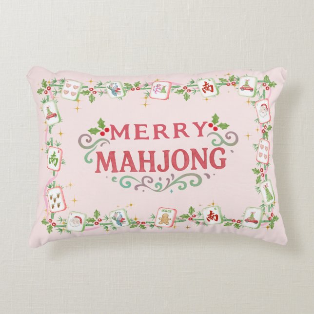 Almofada Decorativa Mahjong Alegre de Natal (Frente)