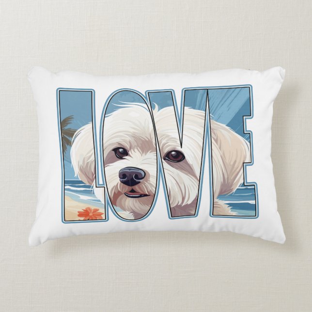 Almofada Decorativa Maltês - Cachorro Love (Frente)