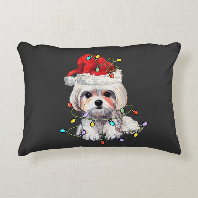 Almofada Decorativa Maltês - Natal, Xmas Maltês - Cão Maltês (Frente)