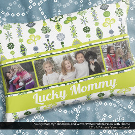 Almofada Decorativa "Mamãe Sortuda" Shamrock Clover Pattern