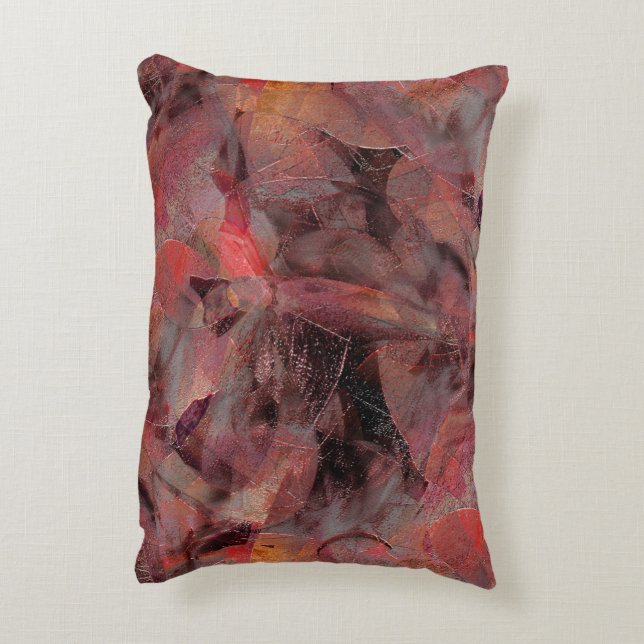 Almofada Decorativa Manchas em tons vermelhos sobre fundo cinzento de  (Verso(Vertical))