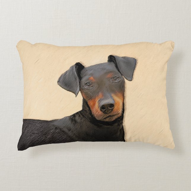 Almofada Decorativa Manchester Terrier Pintura Original (Frente)