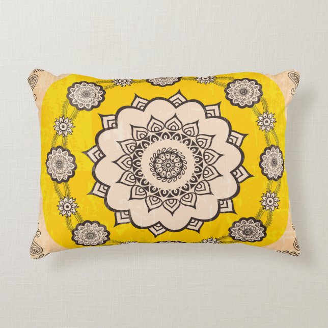 Almofada Decorativa Mandala Ornamental: Design de Estilo Étnico. (Frente)