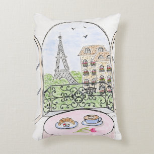 Almofada Decorativa Mão original pintada Whimsical Paris Eiffel Tower